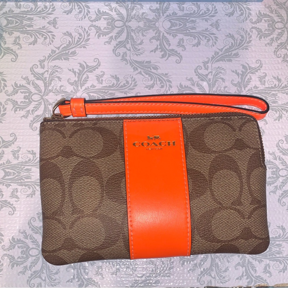 Neon Coach Wristlet
